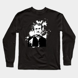 Edgar Allan Poe paint splatter background Long Sleeve T-Shirt